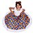 Roupa Carimbó Infantil Menina Floral AZUL - BLUSA + SAIA - Imagem 2