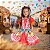 Vestido Festa Junina Infantil QUINDIM Rosa e Vermelho LUXO - Imagem 1