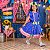 Vestido Festa Junina Infantil CHURROS Rosa e Azul LUXO - Imagem 1