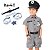 Fantasia Policial Infantil com Quepe BORDADA | Brinde KIT - Imagem 1