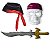 KIT Acessórios COMPLETO Pirata | máscara + espada + chapéu - Imagem 1