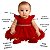 Vestido Bebê Festa Natal Tulle Renda Pérolas Fru-Fru 0 a 9 Meses Vermelho - Imagem 2