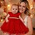 Vestido Bebê Festa Natal Tulle Renda Pérolas Fru-Fru 0 a 9 Meses Vermelho - Imagem 5