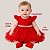 Vestido Bebê Festa Natal Tulle Renda Pérolas Fru-Fru 0 a 9 Meses Vermelho - Imagem 7