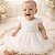 Vestido de Batizado Bebê Branco Renda e Tulle Recem Nascido - Imagem 2