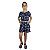 Roupa Infantil Menina Cropped E Saia Estampa Coração Azul - Imagem 1