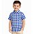 Camisa Xadrez Infantil Masculina Azul Festa Junina Manga Curta com Botões - Imagem 1