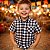 Camisa Infantil Menino Xadrez Passeio Country Junino Preto - Imagem 2