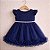 Vestido Infantil Azul Marinho Festa Menina Tule Renda Pérolas Fru-Fru 1 a 4 Anos - Imagem 3