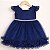 Vestido Para Bebê Azul Marinho Com Tulle e Renda Mesversario - Imagem 3