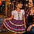 Saia Infantil Curta Estampa Xadrez Junino Pink - Imagem 5