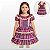 Vestido de Festa Junino Infantil Xadrez Pink Com Renda - Imagem 1