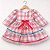 Vestido Junino Bebê Xadrez Rosa com Laço Colorido e Renda - Imagem 3