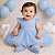 Vestido Bebê Festa Tulle Com Renda Cinto de Pérolas Azul Bebê - Imagem 2