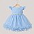 Vestido Bebê Festa Tulle Com Renda Cinto de Pérolas Azul Bebê - Imagem 3