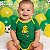 Body Torcedor Bebê Mêsversario Verde e Amarelo Infantil Canário Alegre Jogador Brasil - Imagem 2