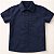 Camisa Infantil Masculina Lisa em Tricoline 100% Algodão Manga Curta Azul Marinho - Imagem 3
