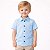Camisa Infantil Masculina Lisa em Tricoline 100% Algodão Manga Curta Azul Claro - Imagem 1