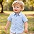 Camisa Infantil Masculina Lisa em Tricoline 100% Algodão Manga Curta Azul Claro - Imagem 5