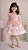 Vestido Infantil Chuva de Amor Rosa Saia Rodada Estampada Cinto de Pérolas - Imagem 1