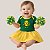 Body Bebê Menina Torcedora Futebol Verde e Amarelo Brasil com Saia Rodada - Imagem 1