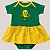 Body Bebê Menina Torcedora Futebol Verde e Amarelo Brasil com Saia Rodada - Imagem 4