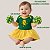 Body Bebê Menina Torcedora Futebol Verde e Amarelo Brasil com Saia Rodada - Imagem 6
