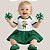 Body Bebê Menina Torcedora Futebol Verde e Branco Porquiha com Saia Rodada - Imagem 9
