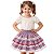 Saia Junina Infantil Caipira Xadrez com Renda 3 Camadas - Imagem 1