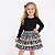 Saia Junina Infantil Caipira com Renda 3 Camadas Xadrez Preto e Branco - Imagem 1