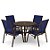Conjunto de 4 Cadeiras Ibiza Alumínio Marrom Tela Azul - Imagem 1