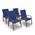 Kit 4 Cadeira Riviera Piscina Alumínio Marrom Tela Azul - Imagem 1
