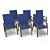 Kit 6 Cadeira Riviera Piscina Alumínio Marrom Tela Azul - Imagem 1