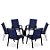 Conjunto de 6 Cadeiras S/ Vidro Alumínio Preto Tela Azul - Imagem 1