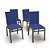 Kit 4 Cadeiras Jantar Gourmet Alumínio Marrom Tela Azul - Imagem 1