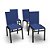 Kit 4 Cadeiras Jantar Gourmet Alumínio Preto Tela Azul - Imagem 1