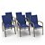 Kit 6 Cadeiras Miami Gourmet Alumínio Fendi Tela Azul - Imagem 1