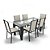 Conjunto Retangular 6 Cadeiras Área Gourmet Alumínio Preto - Imagem 1