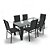 Conjunto Retangular 6 Cadeiras Área Gourmet Alumínio Preto - Imagem 3