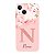 Capinha para iPhone 13 Anti Impacto Personalizada - Delicate Flowers Rosa com nome e fundo transparente - Imagem 1