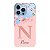 Capinha para iPhone 13 Pro Anti Impacto Personalizada - Delicate Flowers Rosa com nome e fundo transparente - Imagem 1