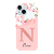 Capinha para iPhone 15 Anti Impacto Personalizada - Delicate Flowers Rosa com nome e fundo transparente - Imagem 1