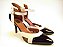 Scarpin Alto Chic Preto e Branco Verniz Fivela Tornozelo - Imagem 1