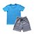 Kit Camiseta Infantil Menino Jokenpô Azul + Bermuda Cinza - Imagem 1