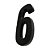 Número 3D PVC "6" Preto 13cm DEPLASTI - Imagem 1
