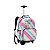 Mochila Rodinha Listrada Chaveiro Pom Pom Meninas Escolar - Imagem 1