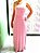 Vestido longo em crepe rosa com apliques, tam G - Imagem 1
