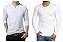 Kit WHITE 2 Camisetas Henley  Masculina MANGA LONGA - CANELADA - Imagem 1
