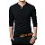 Kit BLACK 2 Camisetas Henley  Masculina MANGA LONGA - CANELADA - Imagem 2