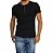 Camiseta HENLEY Classic Slim Fit Manga Curta Gola Redonda PRETA - Imagem 1